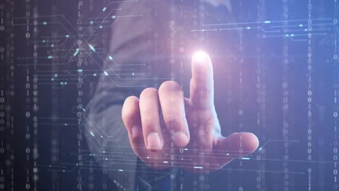 Animated tech background. Binary code numbers against the background of moving Vídeos de archivo 270473272