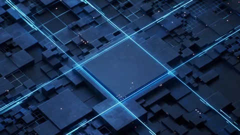 Animated technological background. Animated cubes of different sizes. Stock Footage 331443994