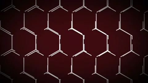Animated technological sci-fi hexagon background loop red Stockbeeldmateriaal 64255358
