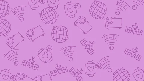 Animated Technology Doodle Pattern. Seamless Loop with Scribble Effect (Pur.. Stock Footage 319714672