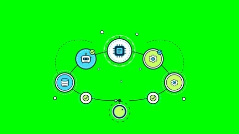 Animated technology process diagram on green screen Stock Footage 347904900