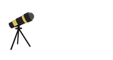 Animated telescope on the white background. Telescope 4K  seamless looped ani Stock Footage 168931772