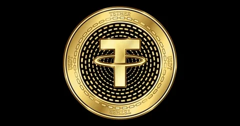 Animated Tether (USDT) cryptocurrency gold coin Stock Footage 102374525