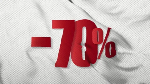 Animated text 70 percent off on a white background Stock Footage 164329977