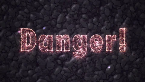Animated text DANGER made of particles on a dark background Видео 196072865