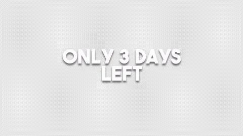 Animated Text Displaying Only 3 Days Left on Transparent Background Stock Footage 339591795
