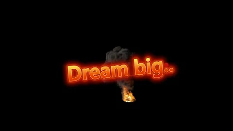 Animated text dream big appearing with rising fire and smoke against a plain Stock Footage 345499371