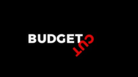 Animated text effect showing the phrase "BUDGET CUT" Stock Footage 315079905