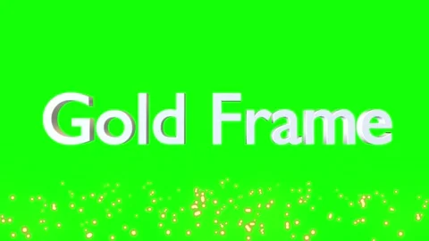 Animated text formation with glowing gold particles floating against a solid Vidéo 344714764