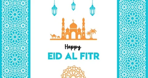 Animated text greeting happy eid al fitr Vídeo Stock 336452609