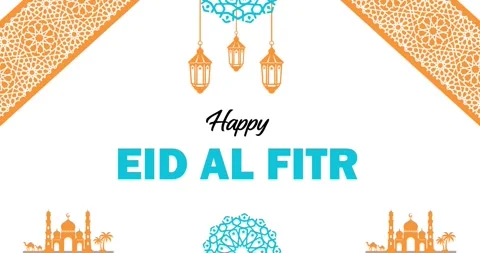 Animated text greeting happy eid al fitr Vídeo Stock 336452610