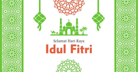 Animated text greeting selamat hari raya idul fitri Vídeo Stock 336452646
