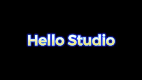 Animated text hello stu and hello studio with glowing blue and yellow outline Video stock 345566523