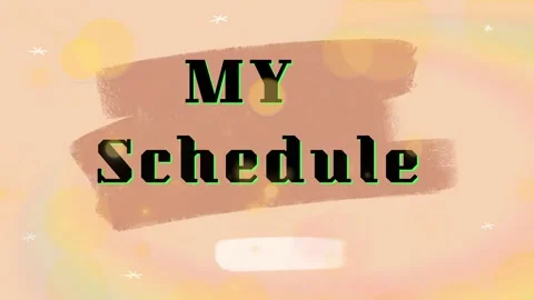 Animated text my schedule with location pin icon and sparkle effects on a soft Vídeo Stock 345128816