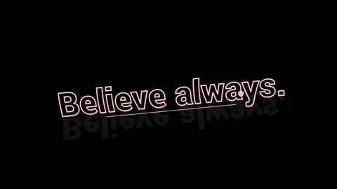 Animated text reading Believe with a reflective shadow effect on a solid black Stock Footage 345778279