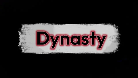 Animated text reading Dynasty with a red glowing outline on a textured white Stock Footage 345635197