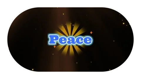 Animated text reading Peace with glowing golden sunburst rays and floating Stock Footage 345778726