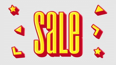 Animated Text SALE with Animated Alpha Channel  Floating 3D Stars and Trian.. Stock Footage 335832090