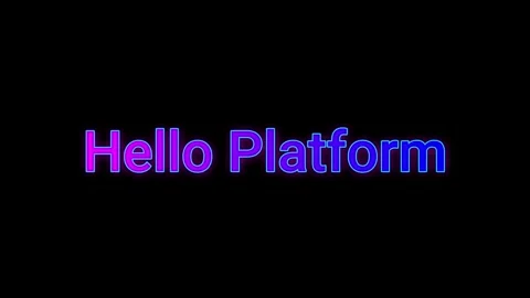 Animated text sequence displaying hello platform message against a solid black Stock Footage 345566524