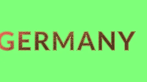 Animated text sequence revealing the word germany with textured letters against Stock Footage 346122236