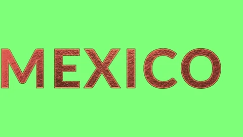 Animated text sequence revealing the word mexico with red textured letters 動画素材 346122272