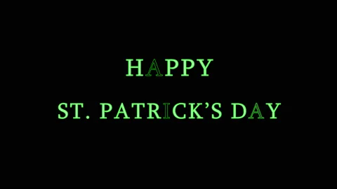 Animated text St. Patrick's Day on a black background. 4k video of the appearing Stock Footage 120612936