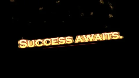Animated text success awaits with glowing golden letters and sparkling Видео 345128311