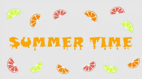 Animated text summer time with orange and grapefruit slices. Stock Footage 159974191