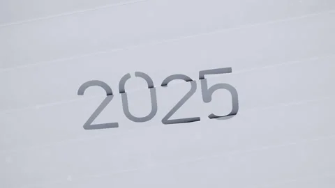 An animated text transitions from 2024 to 2025 on a white background. The l.. Stock Footage 293296597
