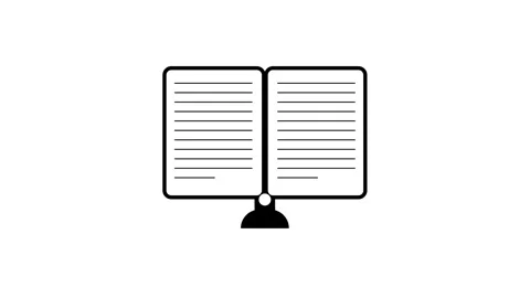 Animated Text Writing on Book Icon with Two Pages Design. Stock Footage 286145074