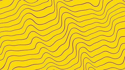 Animated texture of purple wavy lines on yellow. Loop video. Illustrazione stock