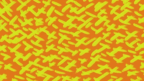 Animated texture video of yellow brush stroke crosses on orange. Stock Footage 315075629