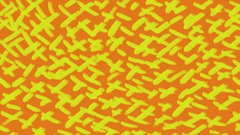 Animated texture video of yellow brush stroke crosses on orange. Stock Illustration