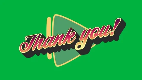 Animated "thank you" in gradient letters over a green triangle for global Video stock 324892735