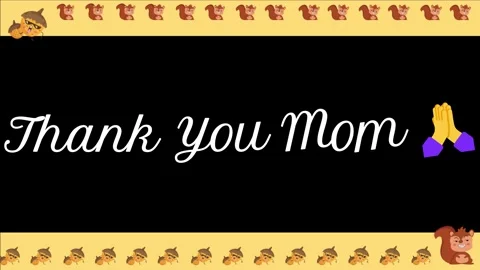 Animated Thank You Text Overlay Featuring Cute Squirrels and Acorns on a Video stock 338325720