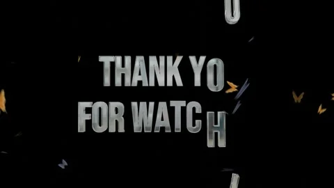 Animated thank you for watching text with flying butterflies with colorful Stockbeeldmateriaal 344419734