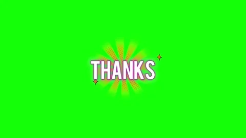 Animated thanks text overlay with vibrant sunburst background elements on solid Vidéo 345500036