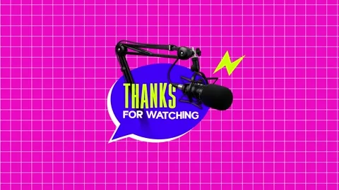 Animated Thanks for Watching Outro with Microphone and Speech Bubble Видео 335052059