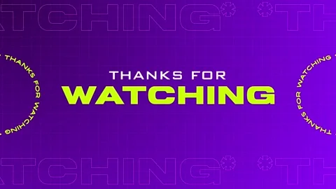 Animated Thanks For Watching Outro Screen with Purple Grid Background Vidéo 338125674