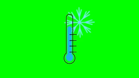Animated thermometer icon with snowflake concept of low or minus temperature for Stock Footage 247305880