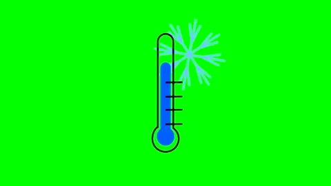 Animated thermometer icon with snowflake concept of low or minus temperature for Stock Footage 251918520