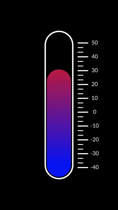 Animated Thermometer with Temperature Rise and Fall on Black Background Stock Footage 317627252