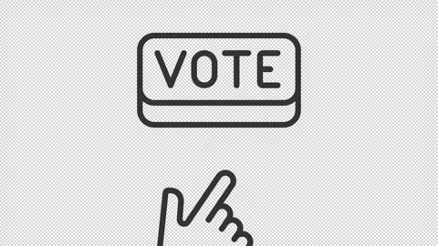 Animated thin line hand pressing vote button icon Stock Footage 248226589