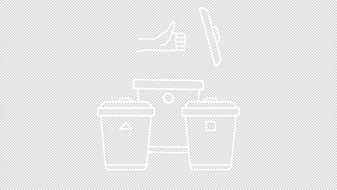 Animated thin line janitor throwing garbage in can icon Stock Footage 268824186