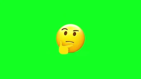 Animated thinking face emoji with hand on chin against green screen Stock Footage 329406698