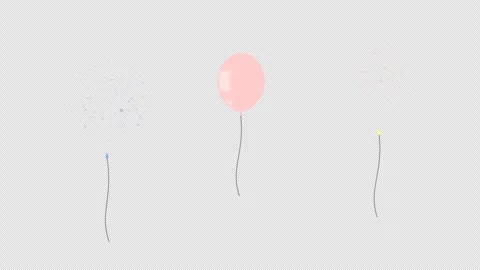 Animated three balloons flew up and then burst out colorful confetti. Stock Footage 280130043