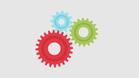 Animated three cogwheel with different size spinning together, Stock Footage 285422346