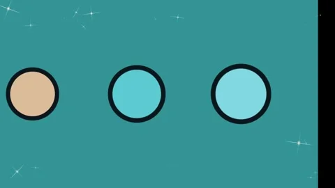 Animated three colorful circular shapes pulsing rhythmically against a teal 動画素材 346040795