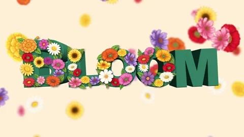 Animated Three Dimensional Bloom Text Filling With Colorful Spring Flowers Stock Footage 335908909
