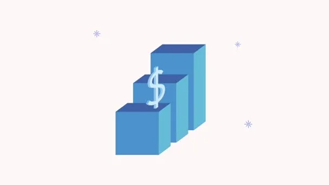 Animated three dimensional blue growth chart bars with dollar sign symbol a.. Stock Footage 334521172